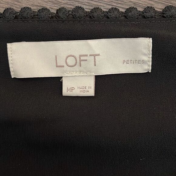 LOFT Womens Embroidered Lace Trim Spaghetti Strap Slip Mini Dress Black Medium - Picture 6 of 9